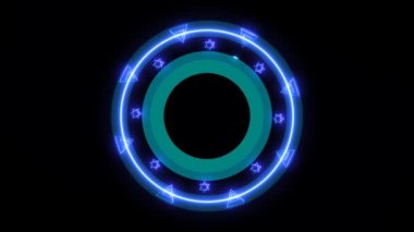 Abstrakt sihirli fütürist boyut yıldız dairesi çizgisi parıltı ışık rotasyonu geçişi Triangel ve altıgen yıldız