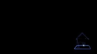 Ev animasyonundan çalışma kara parçası oluşturun ve ana hatları oluşturun ve çağrı cihazları enerji analiz monitörü siyah ekranda