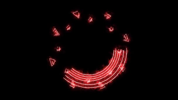 抽象魔术热橙色功率和绿色能量圆形线发光所有旋转通过的天使和六边形星 — 图库视频影像