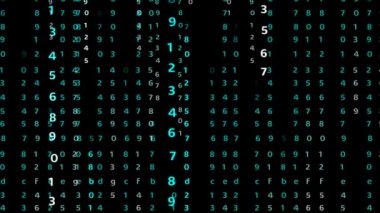 Siyah ekran üzerindeki Matris sayısal mavi renk soyut metin etkisi