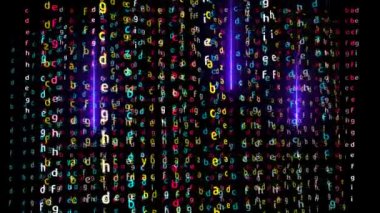 Matris alfabesi renkli soyut metin efekti hareketi