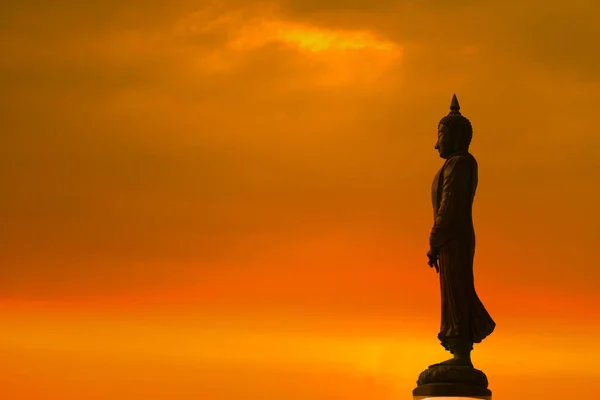 Neděle Buddha Západ Slunce Oranžový Mrak Obloze Asanha Bucha Den — Stock fotografie