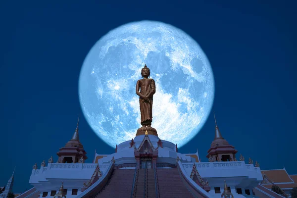 Super Hooi Maan Nacht Hemel Asanha Bucha Dag Terug Zondag — Stockfoto