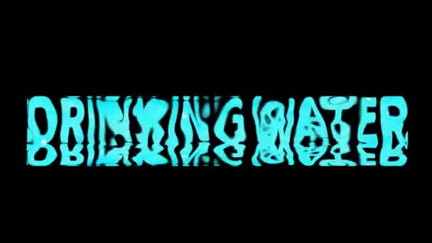 4 K reflection pure water abstract spread mark and transform drinking water capital letter text — Stock Video