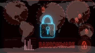 Bilgisayar korsanları kırmızı dijital teknolojiyi şifreledi. Büyük Veri Kilidi dünya haritasında radar tarafından tespit edildi. Paranızı çalan fidye yazılımını korumak için alternatif bir konsept.