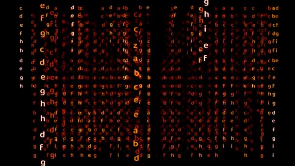 Matrix αλφάβητο βαθιά διάσταση φλόγα χρώμα αφηρημένο αποτέλεσμα κειμένου κίνηση — Αρχείο Βίντεο
