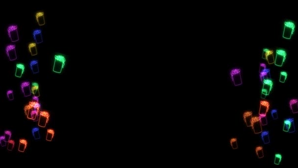 Ουράνιο τόξο πολύχρωμο μπορεί της μπύρας αργό χορό και αντιγραφή χώρο μεσαίο πλαίσιο σε μαύρη οθόνη — Αρχείο Βίντεο