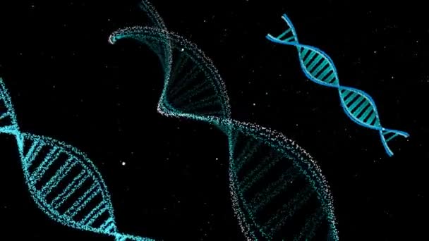 DNA struktura věda biotechnologie animace 3D tři typy rotace a buněčné částice pohybující se — Stock video