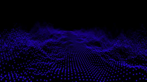 Футуристична абстрактна синя хвиля звукова музика коливання кульок, технологія візуалізації хвилі цифрова поверхня — стокове відео