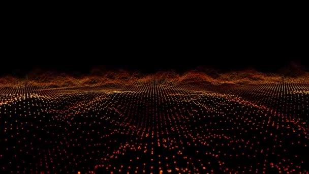 Futuristiska abstrakta lava lågan flyga över vågform ljud musik boll svängning, visualisering våg teknik digital yta — Stockvideo