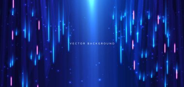 Mavi ve pembe neon dikey arka planda, parıltılı. Gelecekçi teknoloji konsepti. Vektör illüstrasyonu