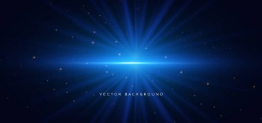 Koyu arkaplanda parlak mavi bir ışık var. Vektör illüstrasyonu
