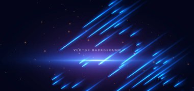 Mavi ışıklandırma arka planda köşegen şeklinde parlıyor. Vektör illüstrasyonu