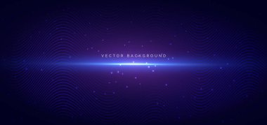 Lacivert arka planda soyut mavi dalga çizgileri teknolojisi. Vektör illüstrasyonu