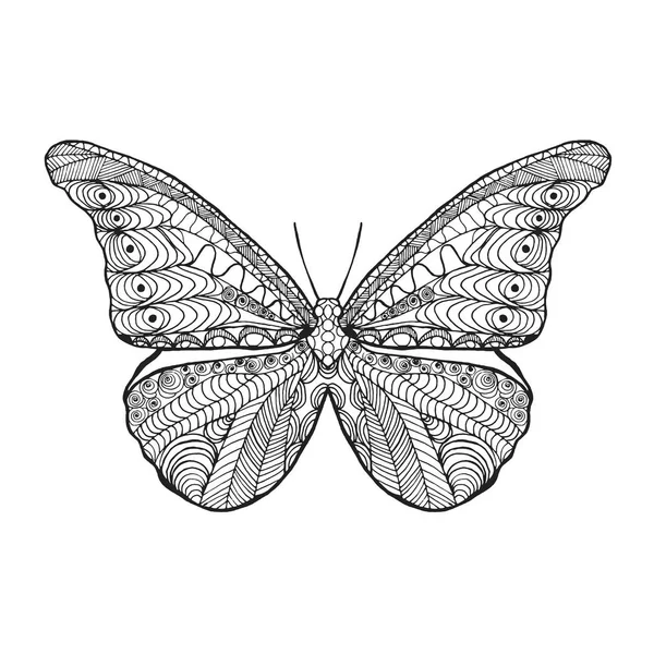 Papillon stylisé Zentangle . — Image vectorielle