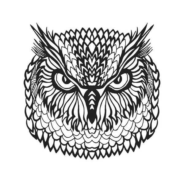 Zentangle estilizado cabeça de coruja de águia. Esboço tribal para tatuagem ou camiseta . — Vetor de Stock