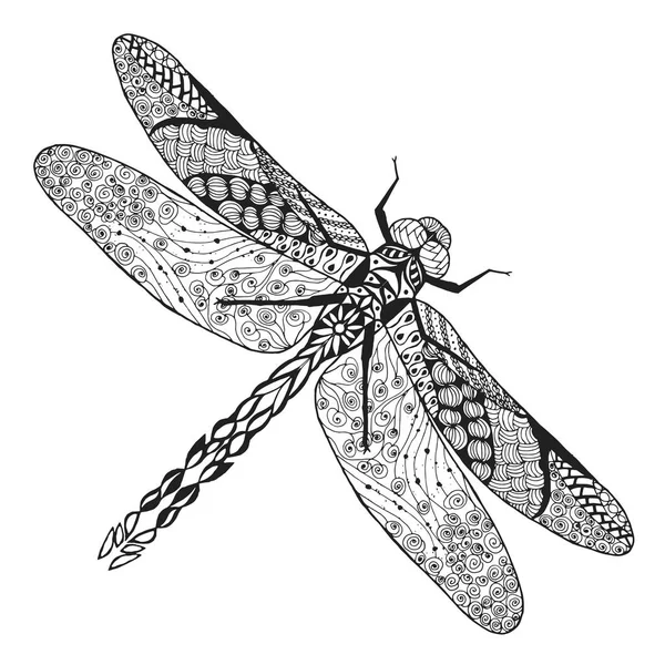 Szkic dekoracyjny Dragonfly — Wektor stockowy