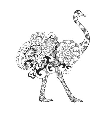 Zentangle stilize devekuşu kuşu