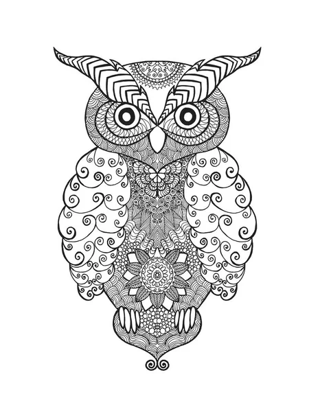 Zentangle stylizowane puchacz. — Wektor stockowy