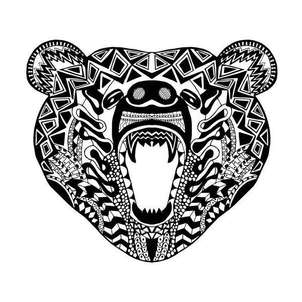 Zentangle stilizált medve. Tetoválás vagy póló vázlat. — Stock Vector
