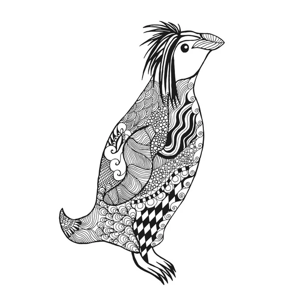 Pingouin stylisé Zentangle . — Image vectorielle