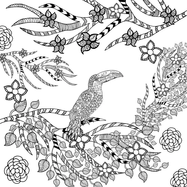 花园中的 Zentangle 风格化图坎 — 图库矢量图片