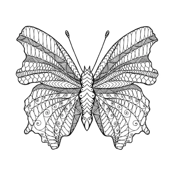 Papillon stylisé Zentangle . — Image vectorielle