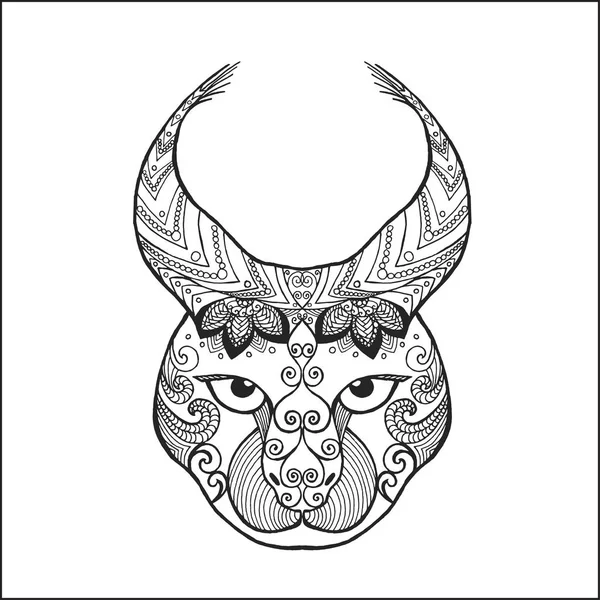 Lince estilizado de Zentangle . — Vector de stock