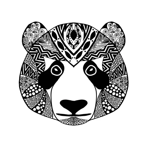 Panda stilizzato Zentangle. Schizzo per tatuaggio o t-shirt . — Vettoriale Stock