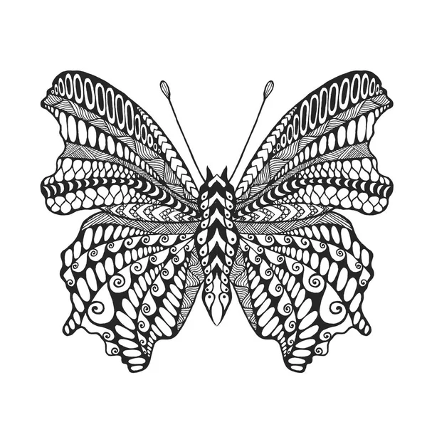 Zentangle farfalla stilizzata . — Vettoriale Stock