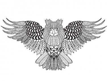 Zentangle kartal baykuşu.