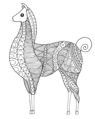 Zentangle stilize sevimli lama.