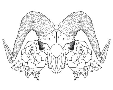 Vintage stilize keçi kafatası