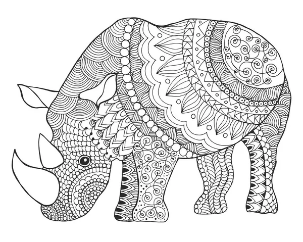 Rinoceronte estilizado Zentangle — Vector de stock