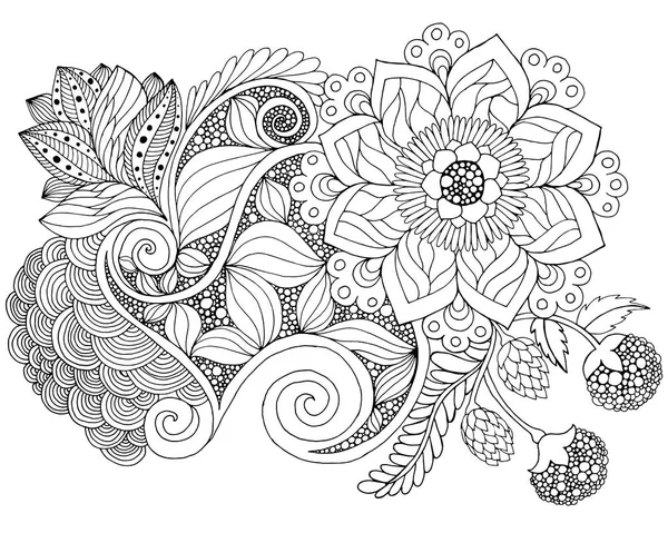 Fantasia flores para colorir página . — Vetor de Stock