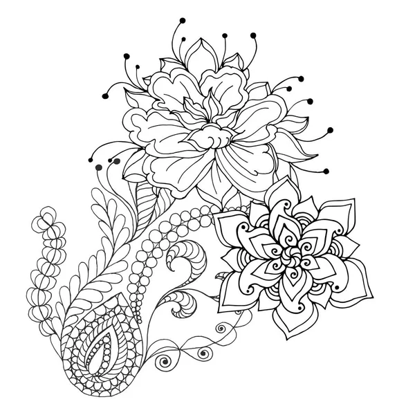 Fantasie bloemen kleurplaten pagina. — Stockvector