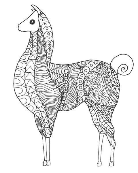 Zentangle stilisiertes niedliches Lama. — Stockvektor