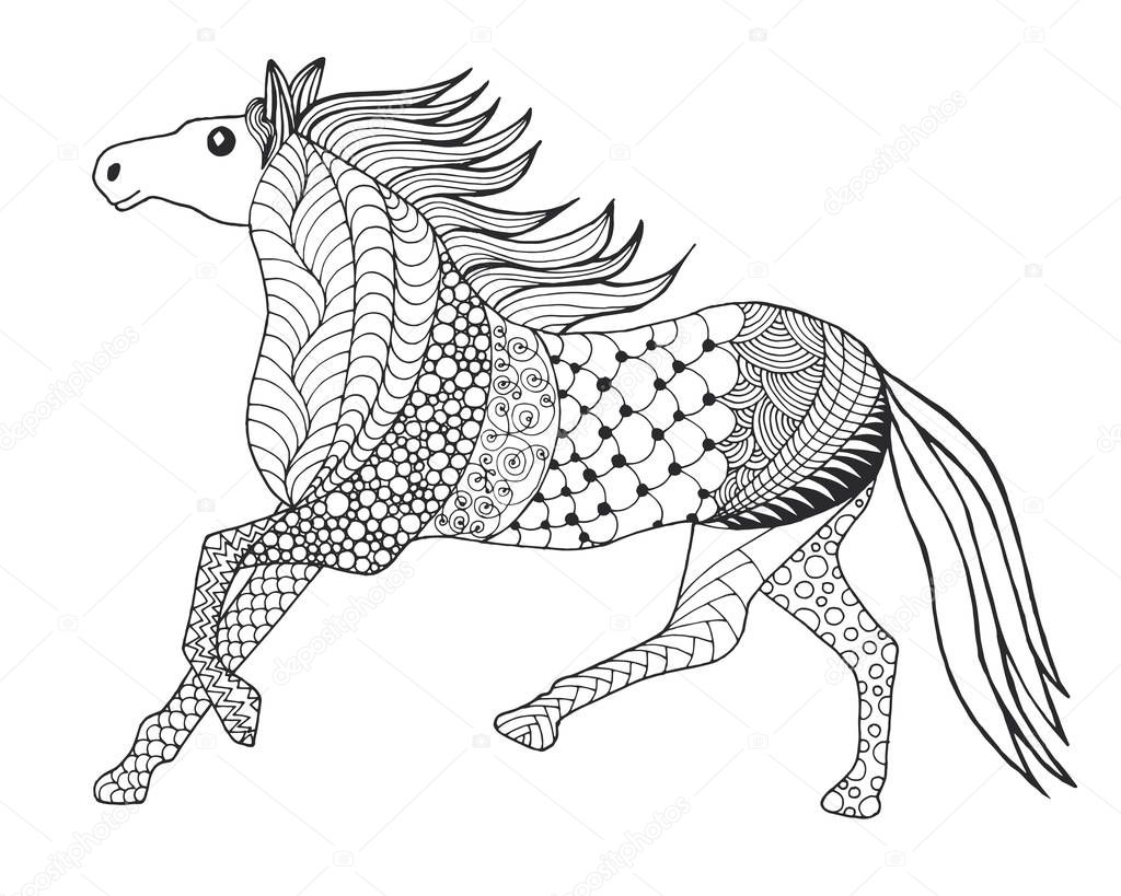 Zentangle stylized beautiful horse