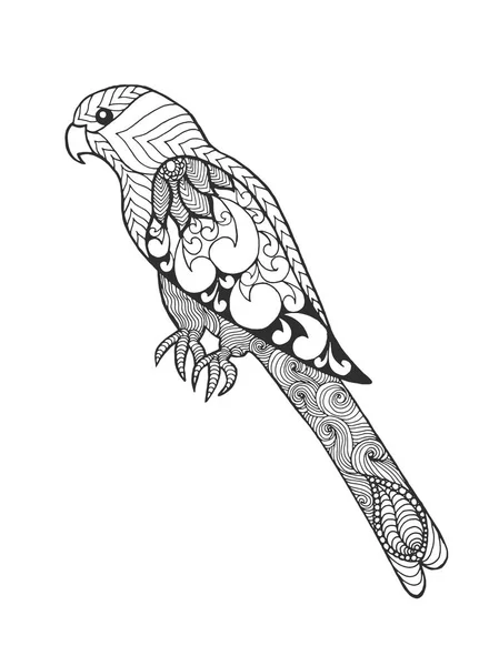 Zentangle stylized parrot. — Stock Vector