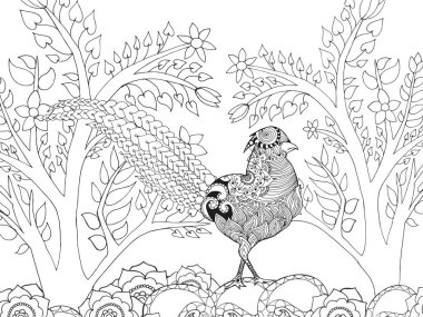 Fantezi ormanda sevimli kuş.