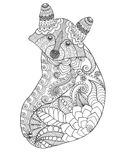 Zentangle 양식 너구리 — 스톡 벡터