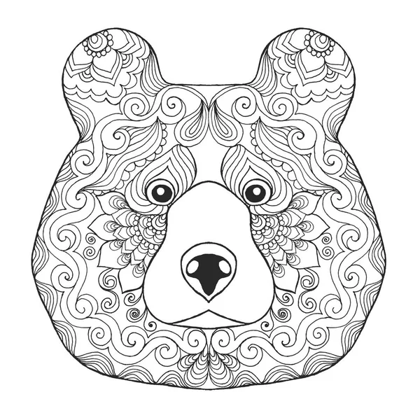 Testa d'orso stilizzata Zentangle — Vettoriale Stock