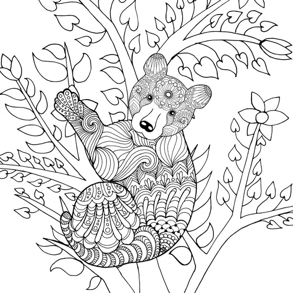 Cute baby bear on tree. — Stock Vector