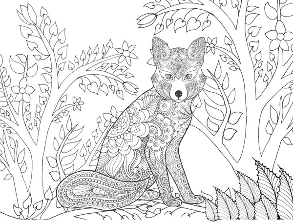 Liška ve fantazijním lese — Stockový vektor
