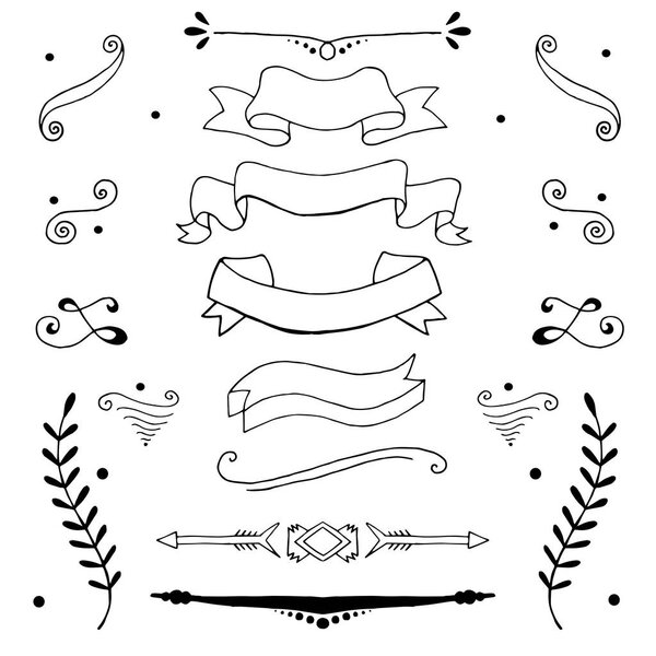 Set of hand drawn vignettes in vintage style