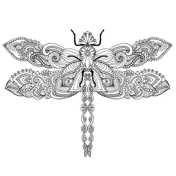 Dragonfly. Ζώα. Χέρι-σκίτσο έντομο. — Διανυσματικό Αρχείο