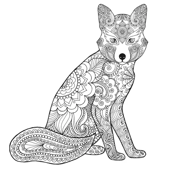 Zentangle stilizált fox — Stock Vector