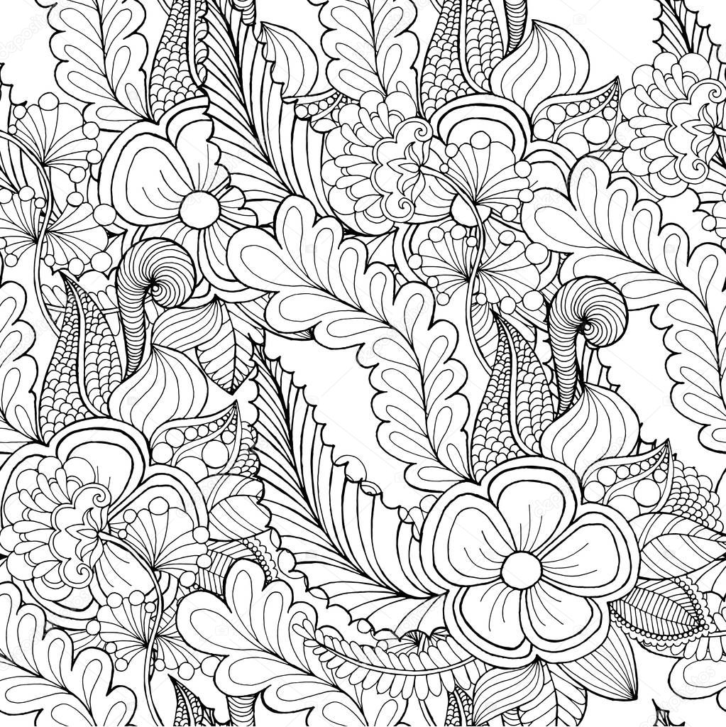 Floral seamless pattern. Ethnic abstract decorative ornament. Hand drawn background. Islamic, arabic, indian, zentangle, tribal, african motif. Background texture for your design and business.