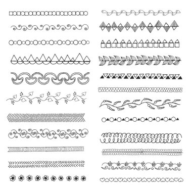 Elle çizilmiş çizgi kenarlıkları kümesi. 