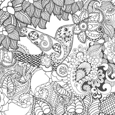 Fantezi çiçekler içinde Sinekkuşu